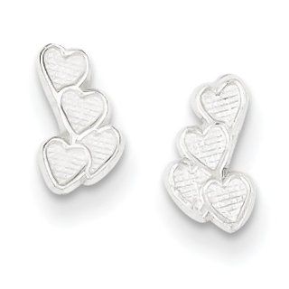 Sterling Silver Heart Earrings: Stud Earrings: Jewelry