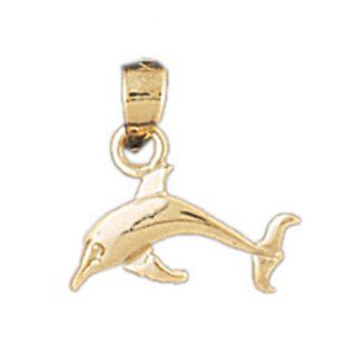 14K Gold Charm Pendant 0.5 Grams Nautical>Dolphins475 Necklace: Jewelry