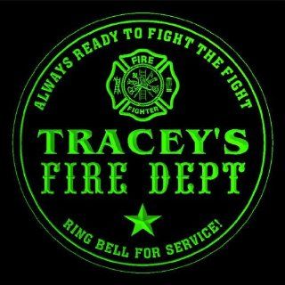 4x ccqy0845 g TRACEY'S Fire Fighter Dept Firemen Bar Beer 3D Engraved Drink Coasters: Kitchen & Dining