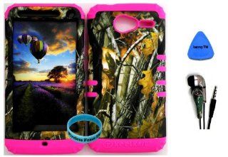 Premium Hybrid 2 in 1 Case Cover Kickstand Dry Oak on Branches Camo Mossy Hunter Series Snap On + Pink Silicone for Motorola XT 901 Motorola electrify M Cell Phones & Accessories