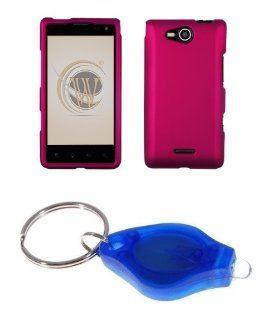 Premium Magenta Pink Rubberized Shield Hard Case Cover + ATOM LED Keychain Light for LG Lucid 4G (Verizon): Cell Phones & Accessories