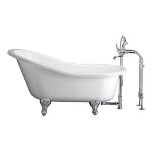 Barclay Products 5 ft. Acrylic Slipper Bathtub Kit in White with Polished Chrome Accessories TKATS60 WCP2