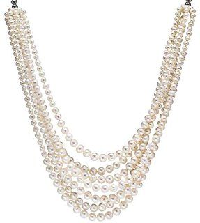 {Limited Edition} HinsonGayle 7 Strand Handpicked Ultra Iridescent White Circl Baroque Cultured Pearl Necklace (DIVA Collection) (Sterling Silver) Jewelry