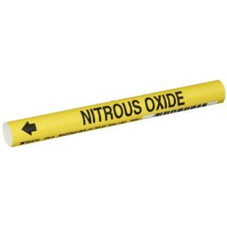Brady 4101 A Bradysnap On Pipe Marker, B 915, Black On Yellow Coiled Printed Plastic Sheet, Legend "Nitrous Oxide": Industrial Pipe Markers: Industrial & Scientific