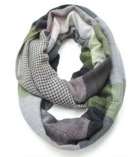 Plum Feathers Premium Color Block Multi Pattern Infinity Scarf (Green Black) at  Mens Clothing store