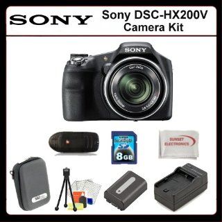 Sony DSC HX200V Digital Camera Includes: Sony DSCHX200V, Extended Life Replacement Battery, Rapid Travle Charger, 8GB Memory Card, Memory Card Reader, Hard Case, LCD Screen Protectors, Cleaning Kit, Table Top Tripod & SSE Microfiber Cleaning Cloth: Ele