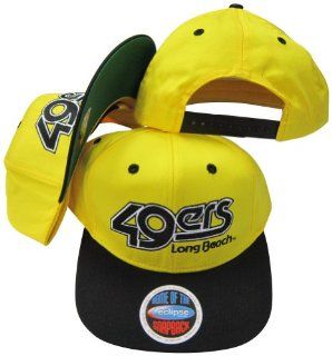 California State University of Long Beach 49ers Yellow/Black Two Tone Plastic Snapback Adjustable Plastic Snap Back Hat / Cap : Sports Fan Baseball Caps : Sports & Outdoors