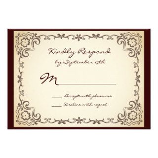 Vintage Country Scroll Frame Wedding RSVP Cards