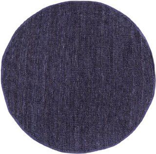 Floormyplace Thin Pile Natural Fibers Aubergine Hand Woven (Viscose) Round 8' Round Area Rugs  