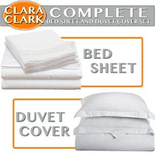 Clara Clark Complete 7 Piece Bed Sheet and Duvet Cover Set, King Size, White   Pillowcase And Sheet Sets