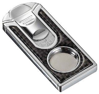 Visol VCUT503 "Razor" Carbon Fiber Stainless Steel Cigar Cutter, Polished Finish, Chrome: Decorative Boxes: Kitchen & Dining