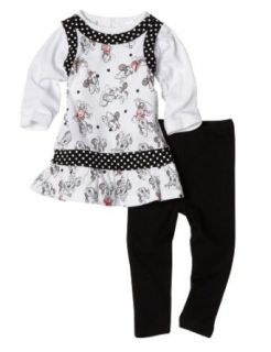 Disney Girls 2 6X Toddler 2 Piece Minnie Knit Pant Set, White, 2T: Clothing