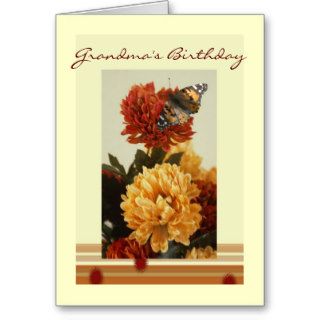 Grandma's Birthday, mums & butterfly Cards