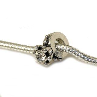 " Engagement Ring Charm " w/ Clear Crystal Charm Bead Pandora Troll Chamilia Kay Zable Compatible: Jewelry