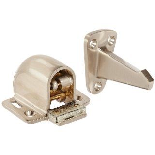 Rockwood 494R.15 Brass Wall Mount Automatic Door Holder with Stop, Satin Nickel Plated Clear Coated Finish, 3 3/4" Wall to Door Projection, Includes Fasteners for Use with Solid Wood Doors and Masonry Walls: Industrial Hardware: Industrial & Scien