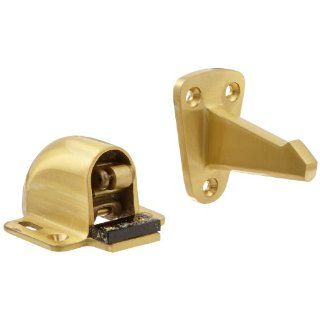 Rockwood 494.4 Brass Wall Mount Automatic Door Holder with Stop, Satin Clear Coated Finish, 3 3/4" Wall to Door Projection, Includes Fasteners for Use with Solid Wood Doors and Drywall/Plaster Walls: Industrial Hardware: Industrial & Scientific