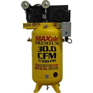 Maxair Premium Industrial 80 Gal. 7.5 HP 3 Phase Single Stage Vertical Air Compressor C7380V1 CS2 MAP