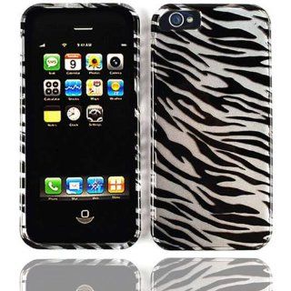 ACCESSORY HARD SNAP ON CASE COVER FOR APPLE IPHONE 5 GLOSS SILVER BLACK ZEBRA: Cell Phones & Accessories