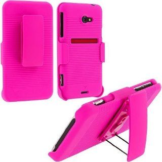 Hot Pink Slide Case With Belt Clip Swivel Holster Stand for HTC Evo 4G LTE / Evo One: Cell Phones & Accessories
