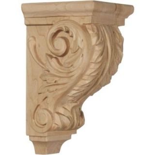 Ekena Millwork 4 in. x 3 1/2 in. x 7 in. Unfinished Wood Maple Small Acanthus Wood Corbel CORW03X04X07ACMA