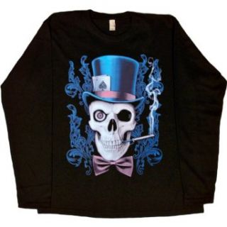 WOMENS LONG SLEEVE T SHIRT : BLACK   LARGE   Top Hat Skull   Ace of Spades     Goth Punk Emo: Clothing