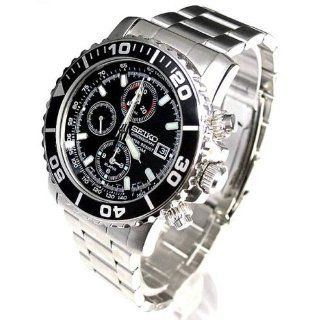 Seiko Wrist Watches Seiko SNA225K1 Men's Alarm Chronograph Submariner Diver Black Dial Watch Alarm Chronograph Watch   Stainless & Gold Tone Blue Face Watches