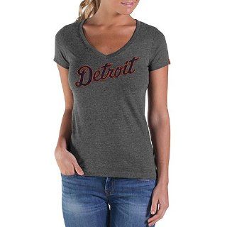 MLB Detroit Tigers Women's Showtime V Neck Tee, Small, Blacktop Grey : Sports Fan T Shirts : Sports & Outdoors
