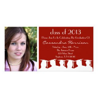 Graduation Invitation Photo Card Maroon Silhouette