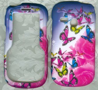Butterfly New Net10 Tracfone Lg501c Lg 501c 501 Faceplate Rubberized Snap on Hard Phone Cover Case Protector Accessory Cell Phones & Accessories