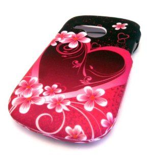 Lg 501c Pink Heart Hawaii Flower Design HARD RUBBERIZED FEEL RUBBER COATED Case Cover Skin Protector TracFone Straight Talk Lg501c: Cell Phones & Accessories