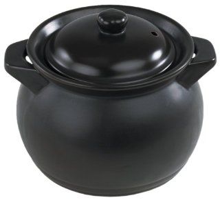 Joyce Chen J90 0704 6 Quart Stoneware Chinese Cooking Pot, Black Japanese Pottery Rice Pots Kitchen & Dining