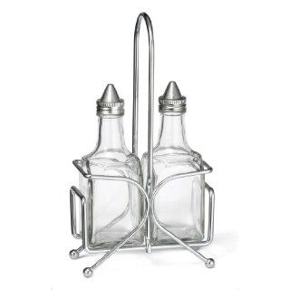 Tablecraft H600N2 6 Oz. Glass Oil / Vinegar Cruet Set with Rack