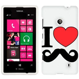 Nokia Lumia 521 I Love Mustache on Black Phone Case Cover: Cell Phones & Accessories