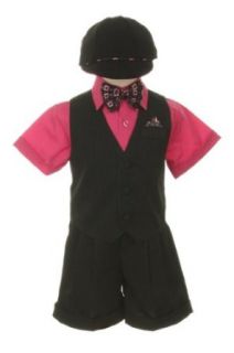 Dress Shorts Suit Tuxedo Vest Outfit Set Infant Baby Boys & Toddler, Black Pink Infant And Toddler Tuxedos Clothing