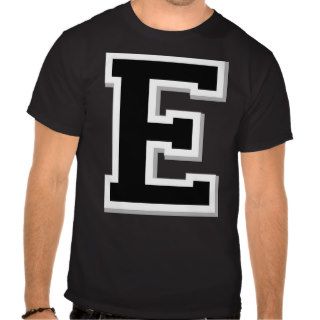 Spell it Out Initial Letter E Black Men's Black T Tee Shirts
