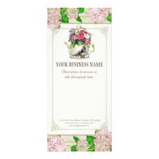 Business Rate Card   Rose Hydrangea Florist Floral Rack Card Template