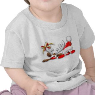 Funny Santa and Reindeer Cartoon Baby T Shirt