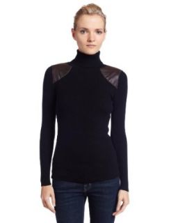 525 America Women's Soft Rib Turtle Neck Sweater, Black, Medium