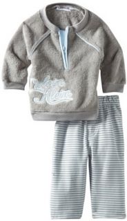 Calvin Klein Baby Boys Newborn Sherpa Jacket With Jog Pants, Gray/Light Blue, 0 3 Months: Clothing