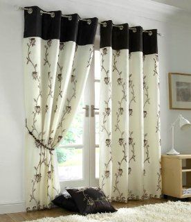 BROWN CREAM ORGANZA SILK TAFFETA 56X54 CURTAINS DRAPES : Other Products : Everything Else