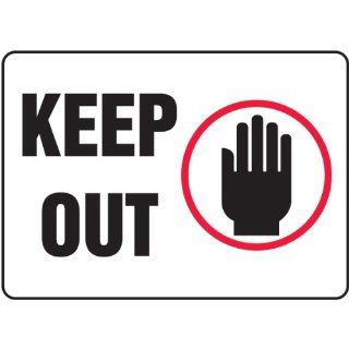 Accuform Signs MTMP529 Plastic Specialty SignPad, Legend "KEEP OUT" with Graphic, 10" Width x 14" Length x 10 mil Thickness, Black/Red on White (25 per Pad): Industrial Warning Signs: Industrial & Scientific