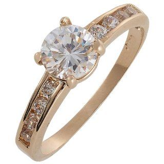 Rizilia Jewelry Fashion Designer Rose Gold Plated Cz Round Cut Simulated Diamond Cocktail Ring Size 5: Jewelry