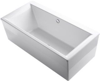 KOHLER K 6366 0 Stargaze 72 Inch X 36 Inch Freestanding Bath with Straight Shroud and Center Drain, White, 1 Pack   Freestanding Bathtubs  