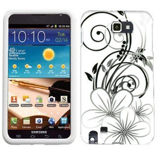 Samsung Galaxy Note Black White Flower on White Cover: Cell Phones & Accessories