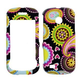 Samsung A597/ Eternity II   Colorful Hearts & Circles on Black Snap On Cover, Hard Plastic Case, Protector   Retail Packaged: Cell Phones & Accessories