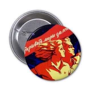 Russian Vintage Communist Space Propaganda Buttons