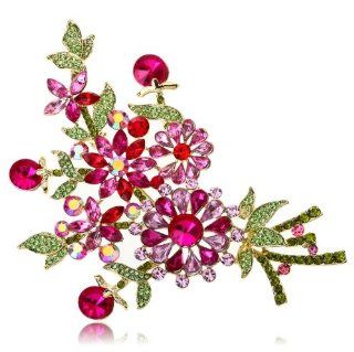 Arinna New Shining Showy Flowers Fashion Brooch Pin 18K Gold Gp Multi Swarovski Elements Crystal: Arinna: Jewelry