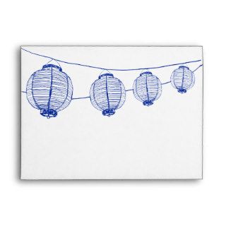 Blue and White Japanese Lanterns Envelope