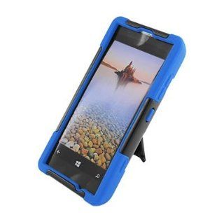 For T Mobile Nokia Lumia 521 Windows Phone 8 Hybrid Case Blue Black with Y Stand 