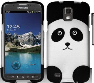 Silver Black Panda Design Hard Cover Case with ApexGears Stylus Pen for Samsung Galaxy S4 Active i537 i9295 by ApexGears Cell Phones & Accessories